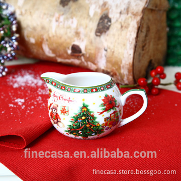 360CC Christmas Design New Bone China Ceramic Christmas Milk Jug